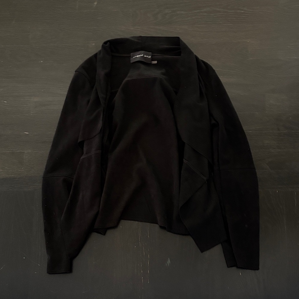Black Draped Suede Cardigan by Mustard Seed